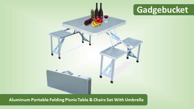 Gadgebucket Portable Folding Picnic Table & Chairs Set With Umbrella Review