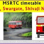 MSRTC timetable ST Stand Pune, Swargate, Shivaji Nagar