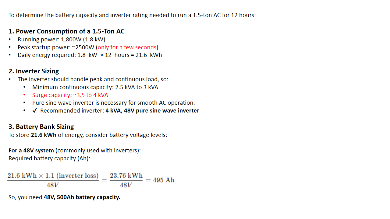 run air conditioner on inverter battery calculations 2